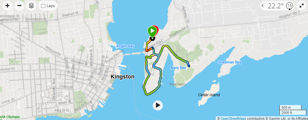 Heatmap of the 2022 KTown run course