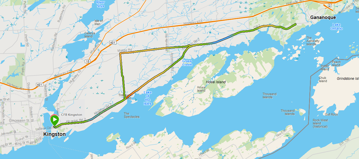 Elevation heatmap of the 2023 KTown bike course